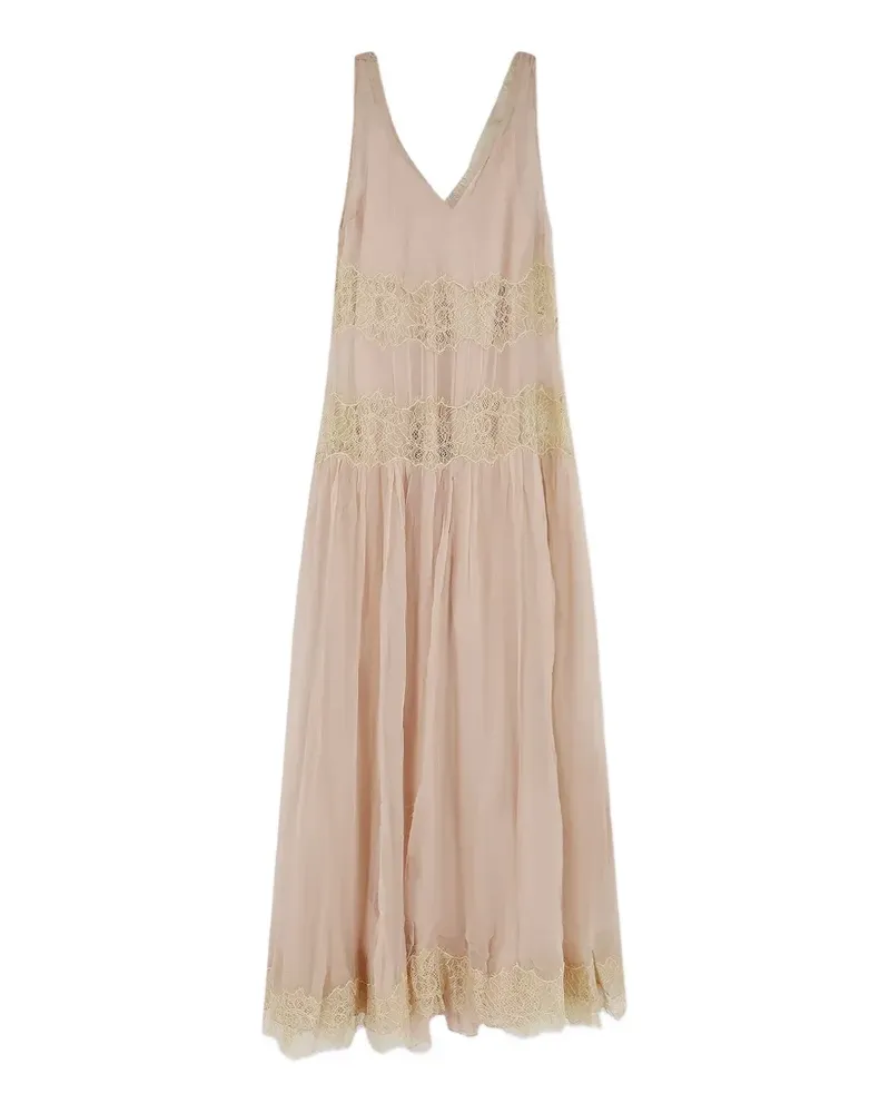 Mes Demoiselles Domenica lace-trim tiered dress - Rosa Rosa