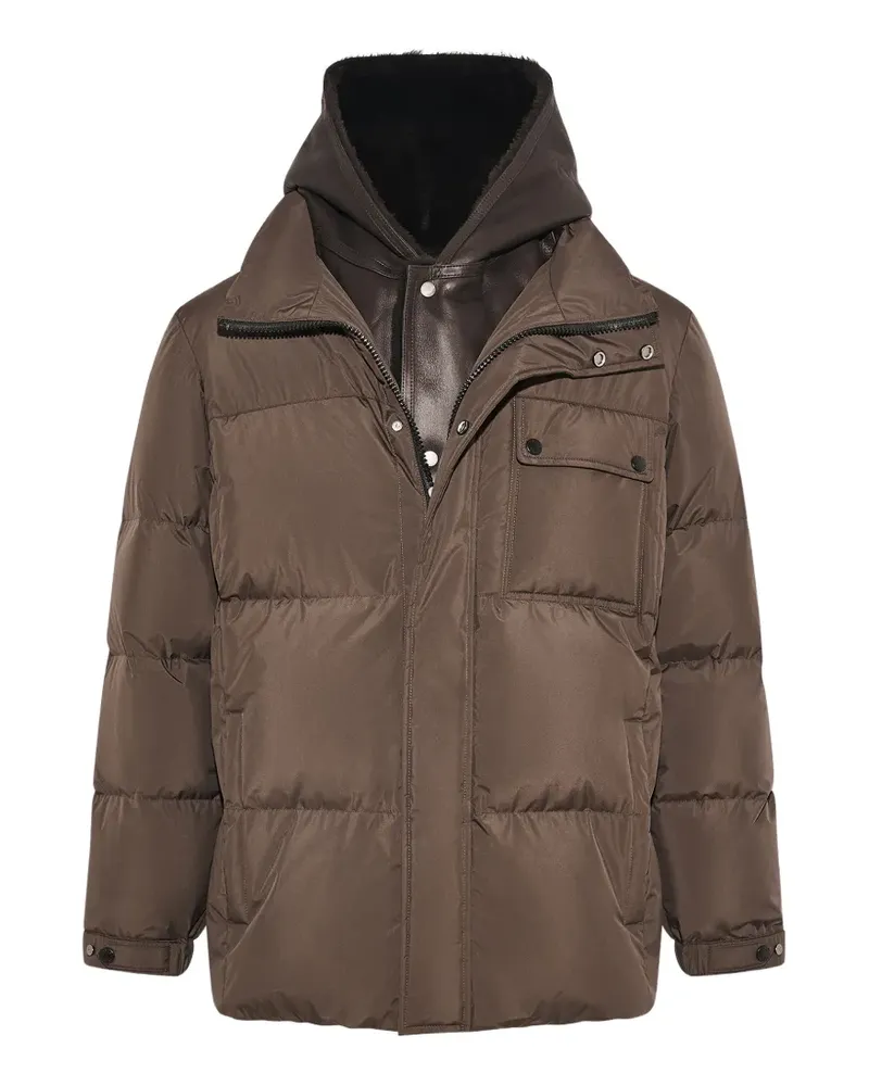 Yves Salomon Gefütterter Mantel mit Shearling-Besatz - Braun Braun
