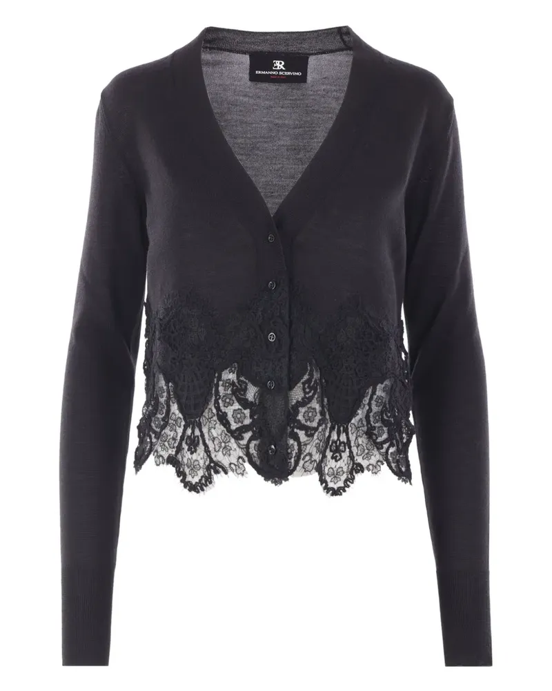 Ermanno Scervino Langärmeliger Cardigan mit Wellensaum - Schwarz Schwarz