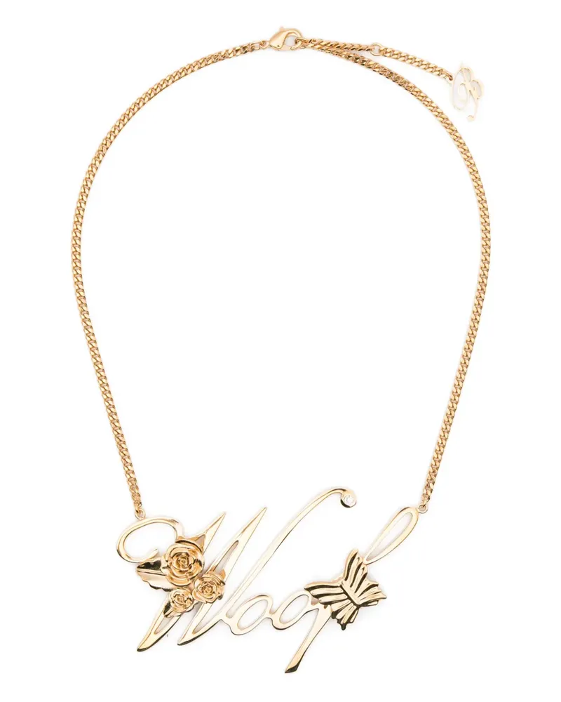 Blumarine Halskette mit Rosen- und Schmetterlingsdetail - Gold Gold