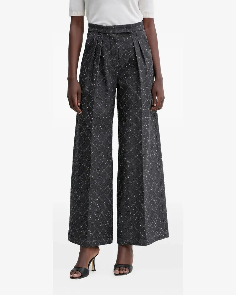 Simona Corsellini Gemusterte Hose mit Falten - Grau Grau