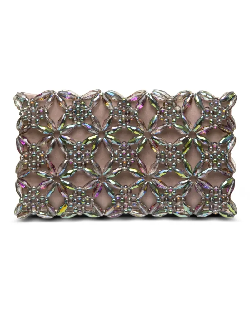 0711 Rhea Clutch mit Perlen - Silber Silber