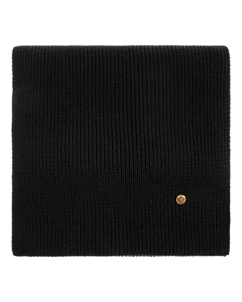 Versace ribbed-knit Medusa-plaque scarf - Schwarz Schwarz