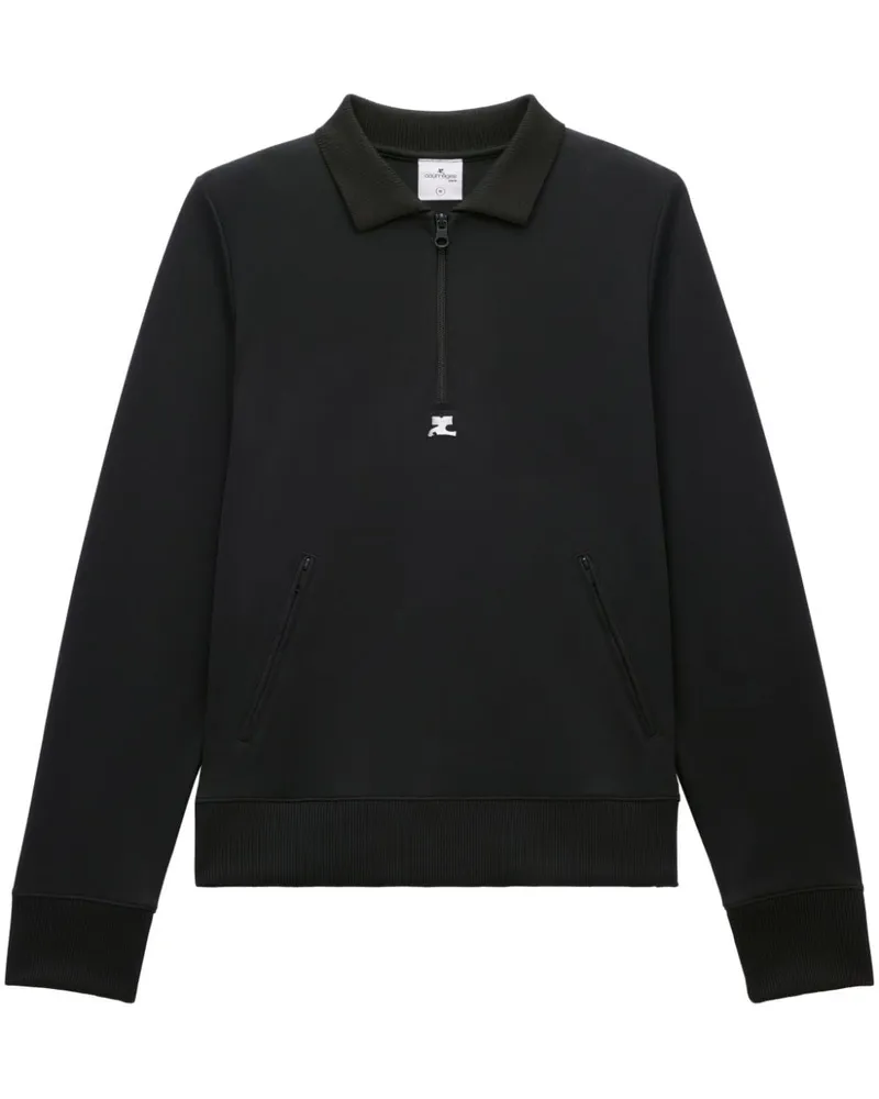 Courrèges Poloshirt mit Reißverschluss - Schwarz Schwarz