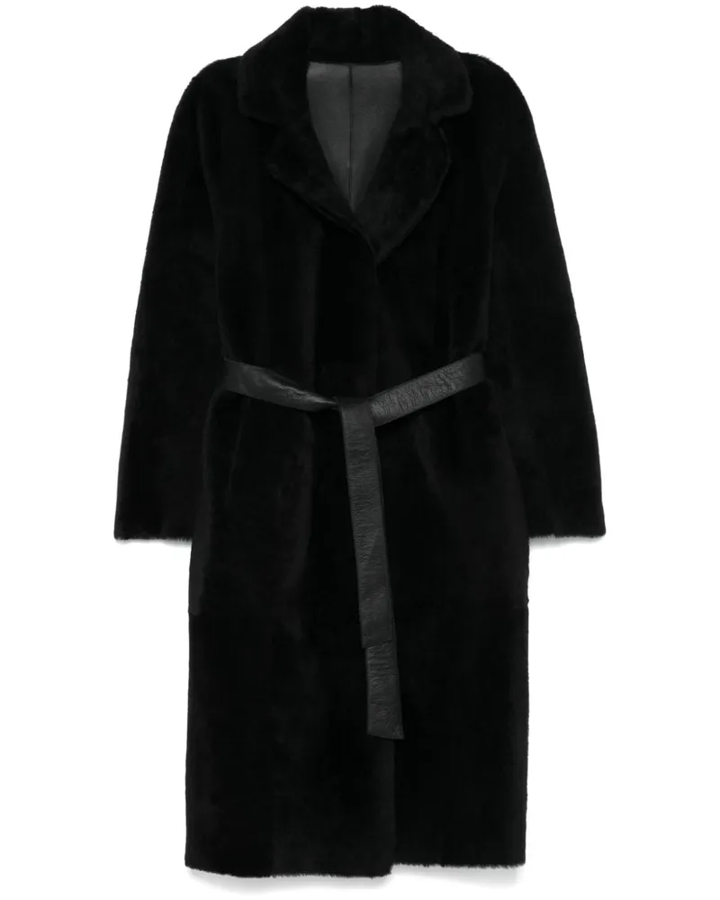 Manzoni 24 Mantel aus Leder - Schwarz Schwarz