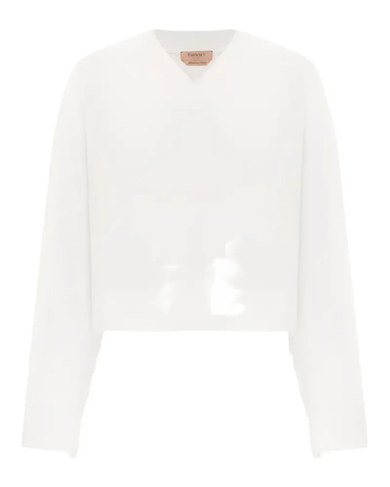 Twin-Set V-neck fringed sweater - Weiß Weiß