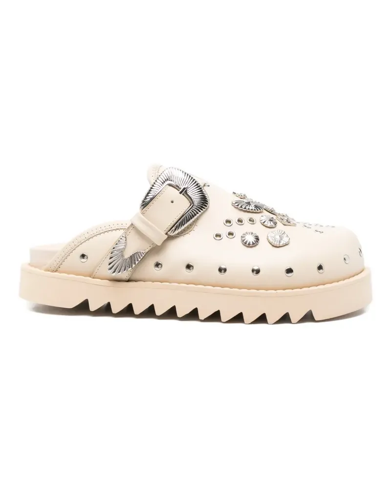 Toga buckle-embellishment leather slippers - Nude Nude
