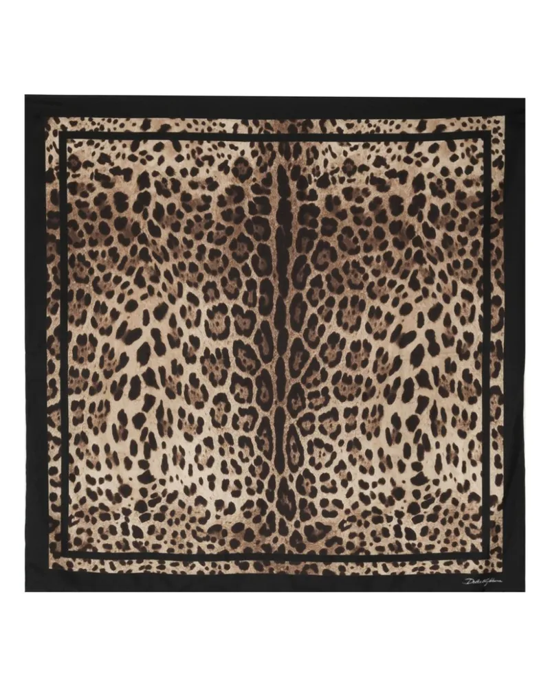 Dolce & Gabbana Seidenschal mit Leoparden-Print - Braun Braun