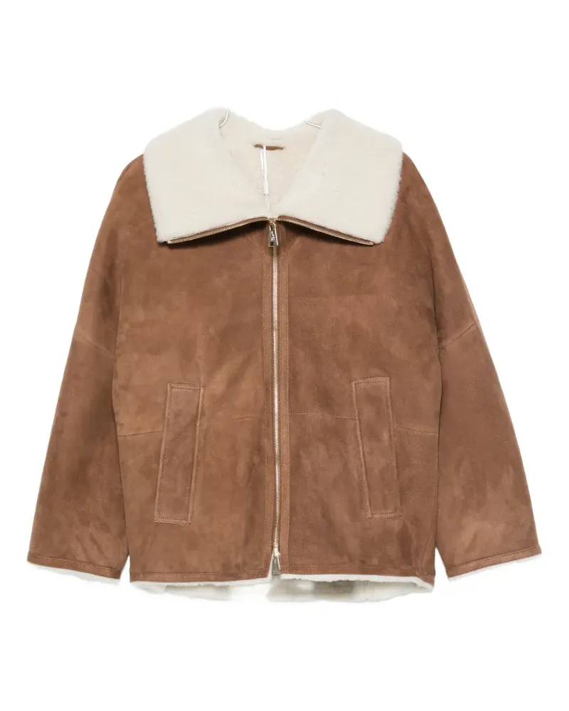 Manzoni 24 shearling-collar suede jacket - Braun Braun