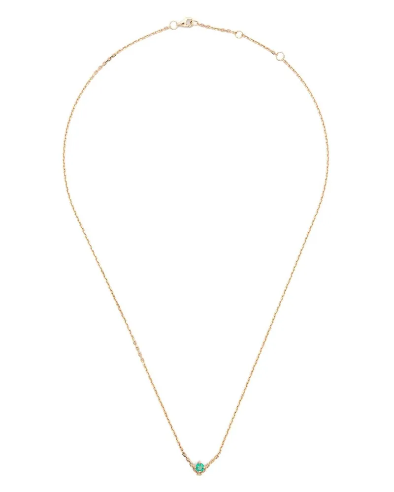 Yvonne Léon 18kt Solitaire V Gelbgoldhalskette mit Smaragdanhänger Gold