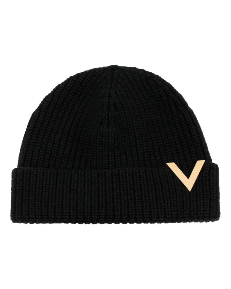 Valentino Garavani Beanie mit V-Schild Schwarz