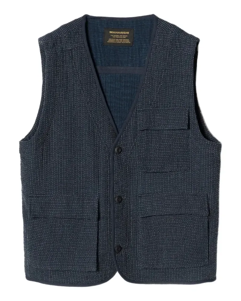 maharishi sashiko-stitch utility vest - Blau Blau