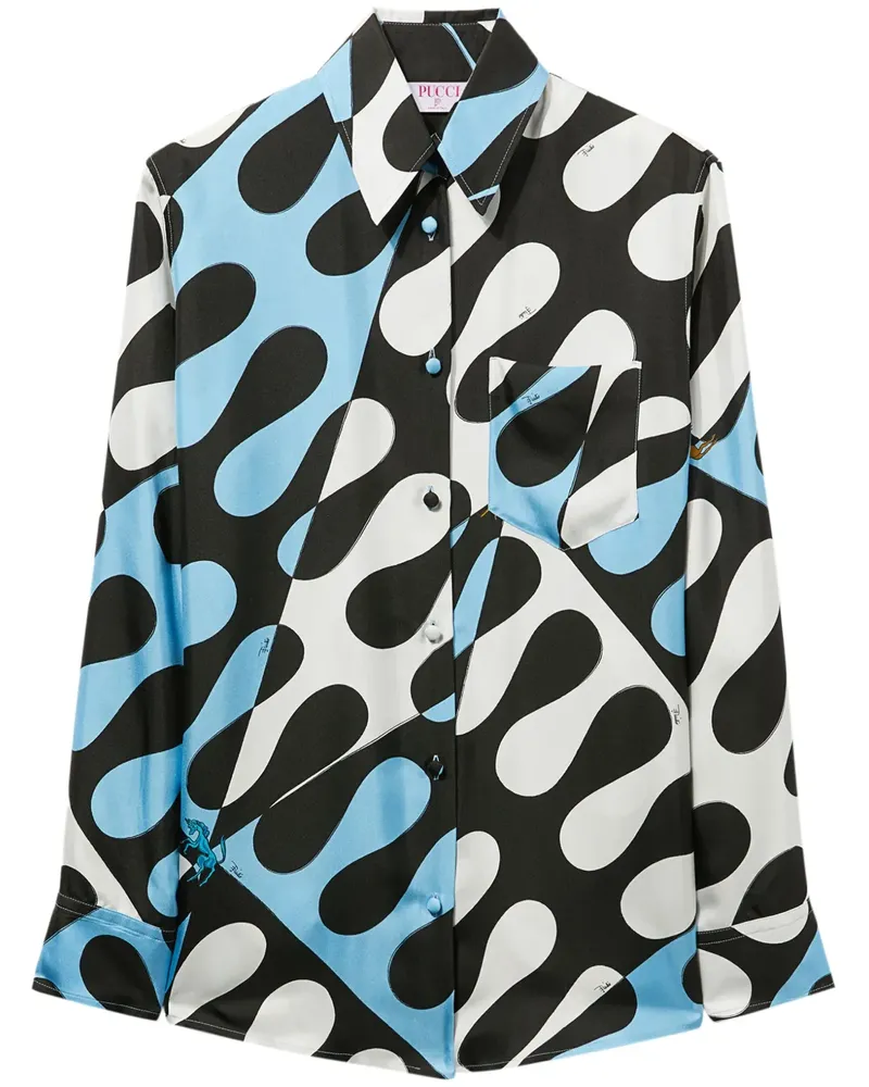 Emilio Pucci Hemd aus Seide mit Leocorno-Print - Blau Blau