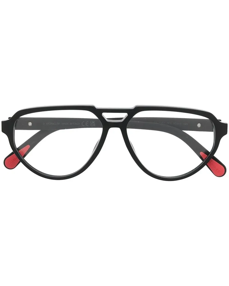Moncler Pilotenbrille mit Logo-Schild - Schwarz Schwarz