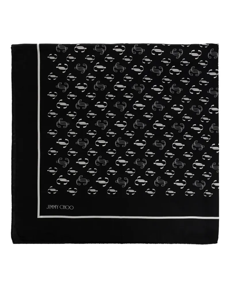 Jimmy Choo logo-monogram silk scarf - Schwarz Schwarz