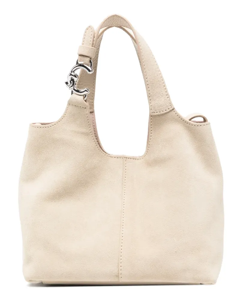 Coccinelle small C-Easy suede tote bag - Nude Nude