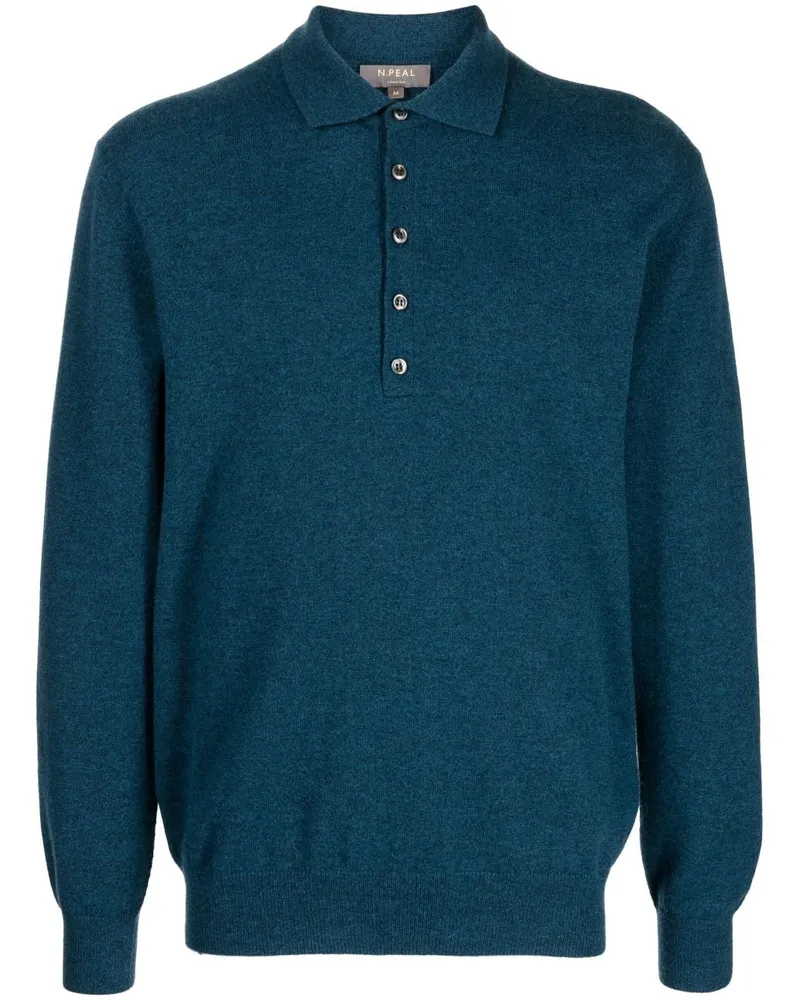 N.Peal Poloshirt aus Kaschmir Blau