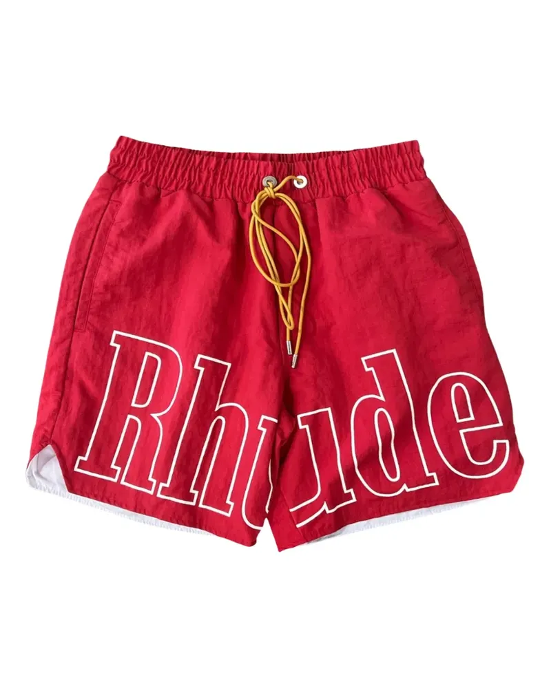 RHUDE Joggingshorts mit Logo-Print - Rot Rot