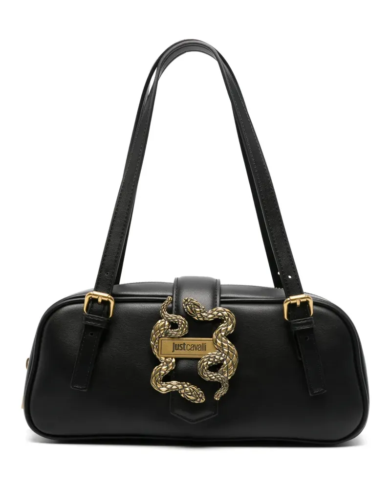 Just Cavalli Tote Bag mit Schlangen-Schild - Schwarz Schwarz
