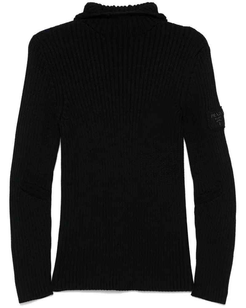 Prada Gerippter Hoodie - Schwarz Schwarz