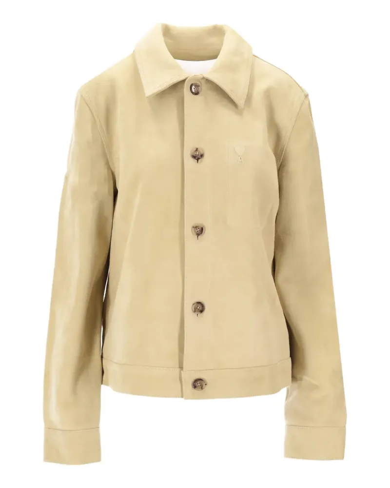 AMI Paris buttoned leather jacket - Nude Nude