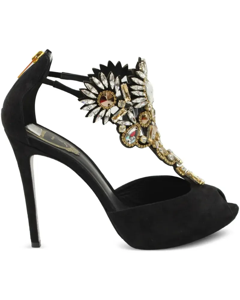 René Caovilla crystal-embellished suede sandals - Schwarz Schwarz