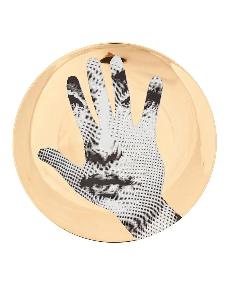 Fornasetti Teller mit Print Schwarz