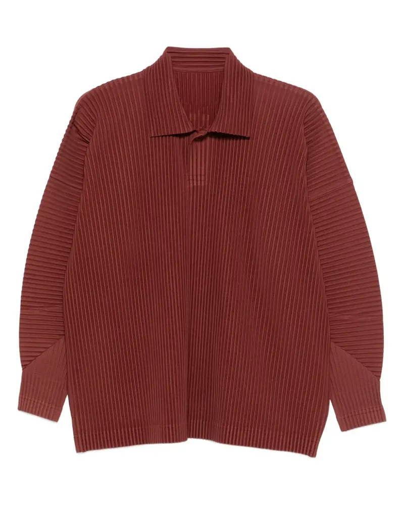 Issey Miyake Plissiertes Poloshirt - Braun Braun
