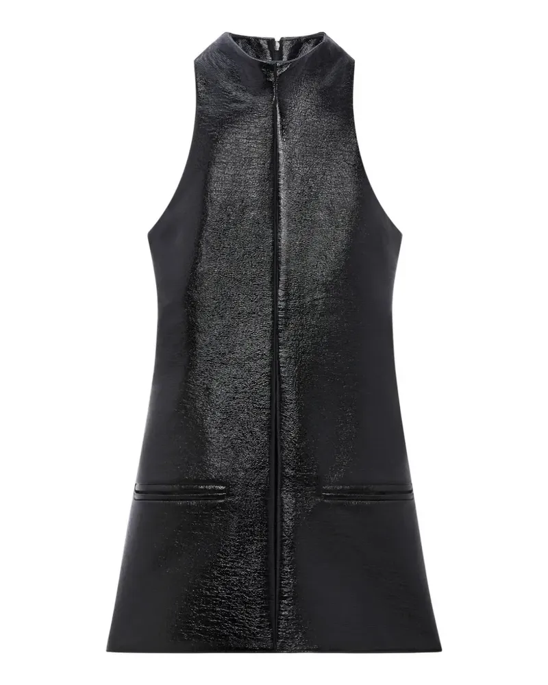 Courrèges Vynil-Trägerkleid in A-Linie - Schwarz Schwarz