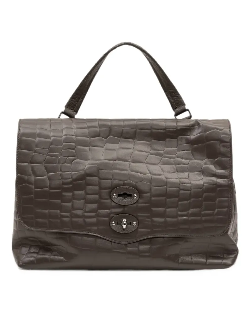 Zanellato Postina croc-effect tote bag - Braun Braun