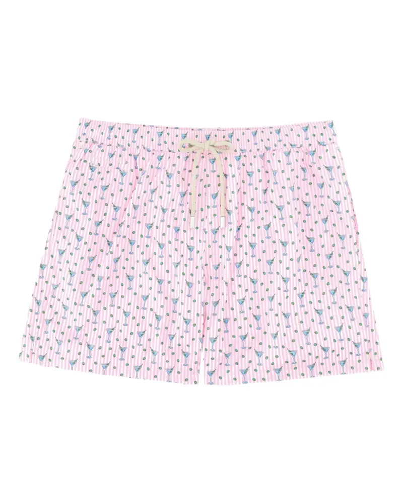 MC2 Saint Barth Lighting Micro cocktail-print striped swim shorts - Rosa Rosa