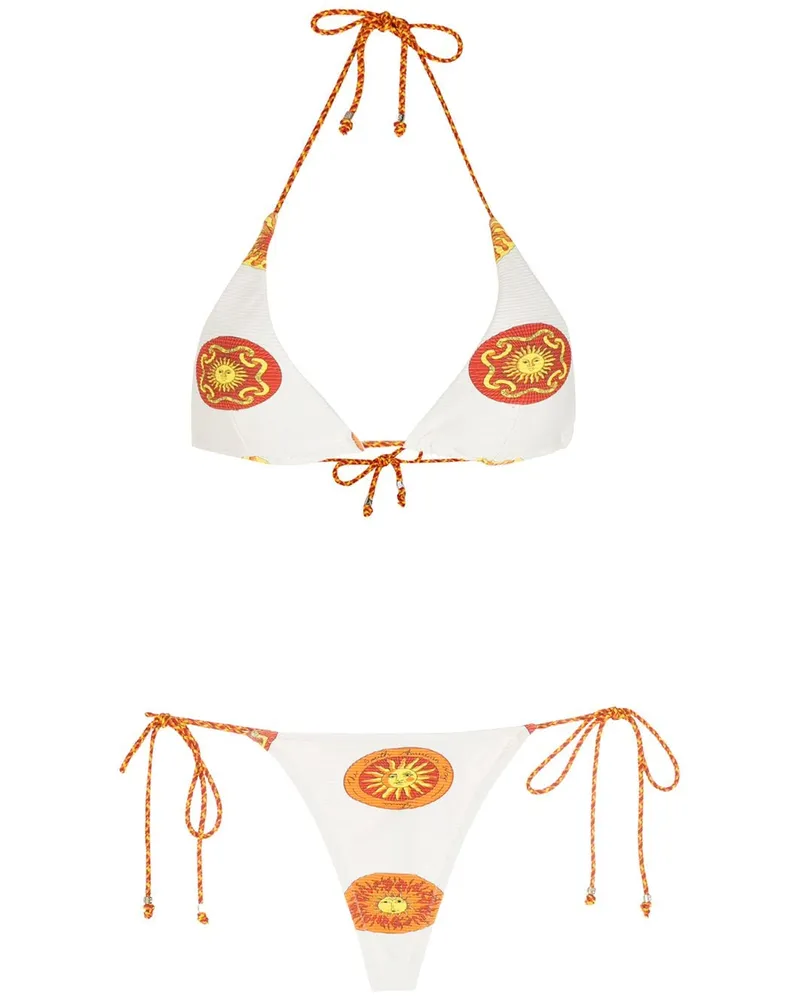 Amir Slama Bikini mit Print - Weiß Weiß
