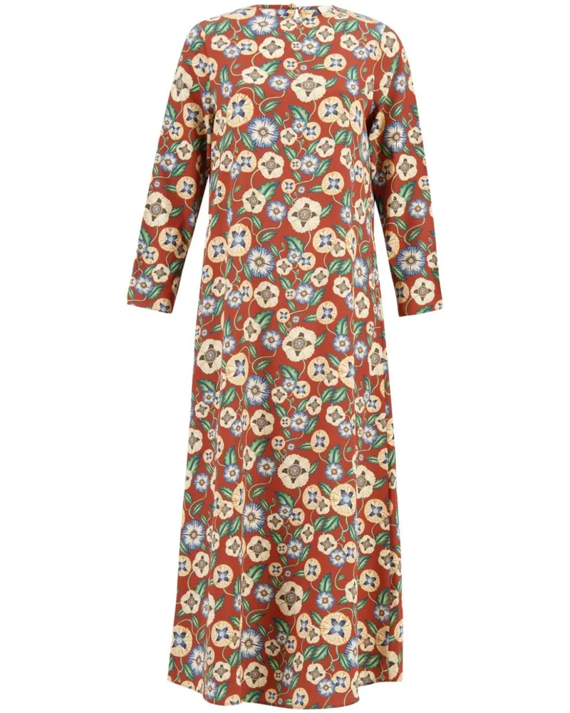 PAULA Midikleid aus Seide mit Print - Rot Rot