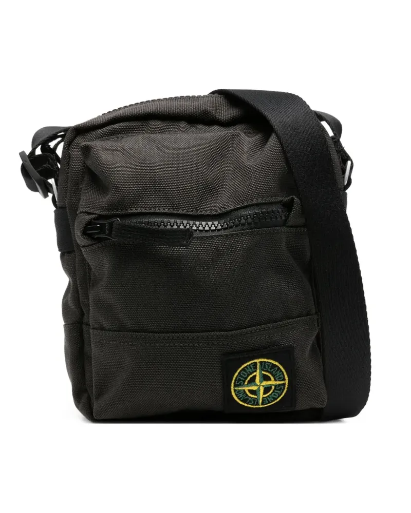 Stone Island Kuriertasche mit Logo-Patch - Schwarz Schwarz