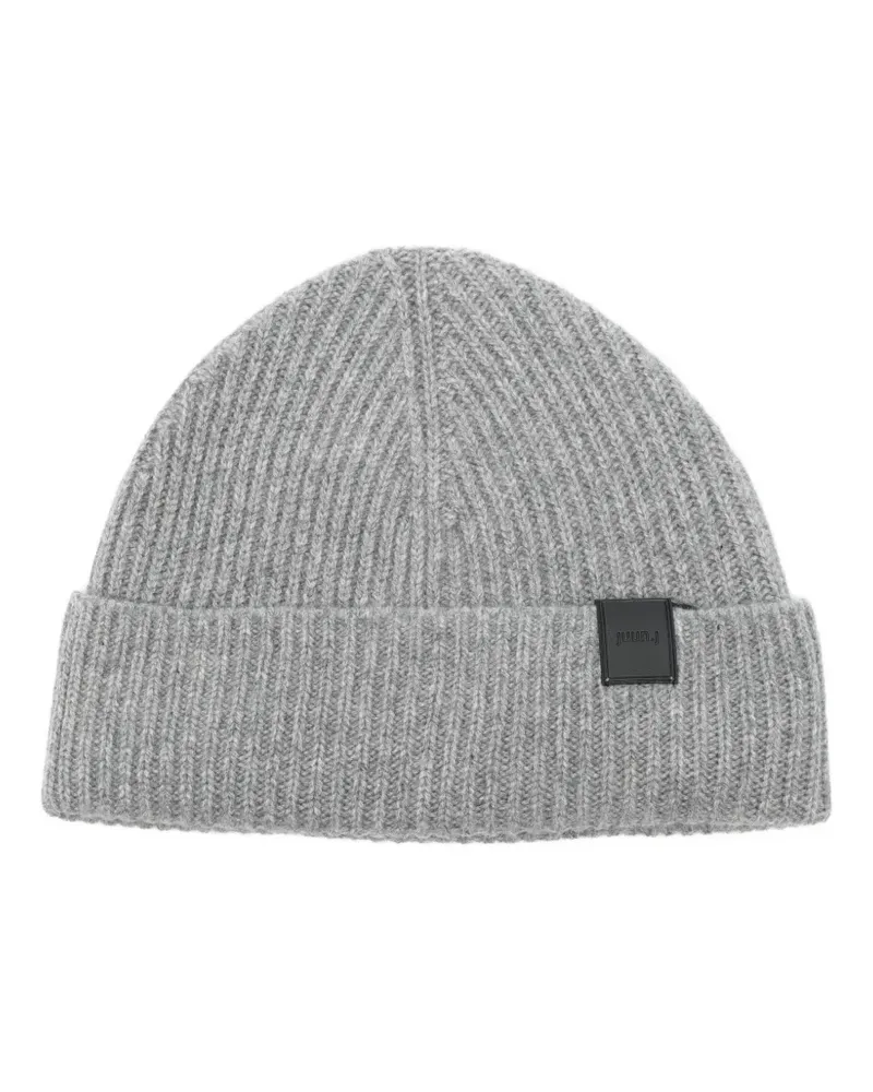 JUUN.J ribbed logo-patch beanie - Grau Grau