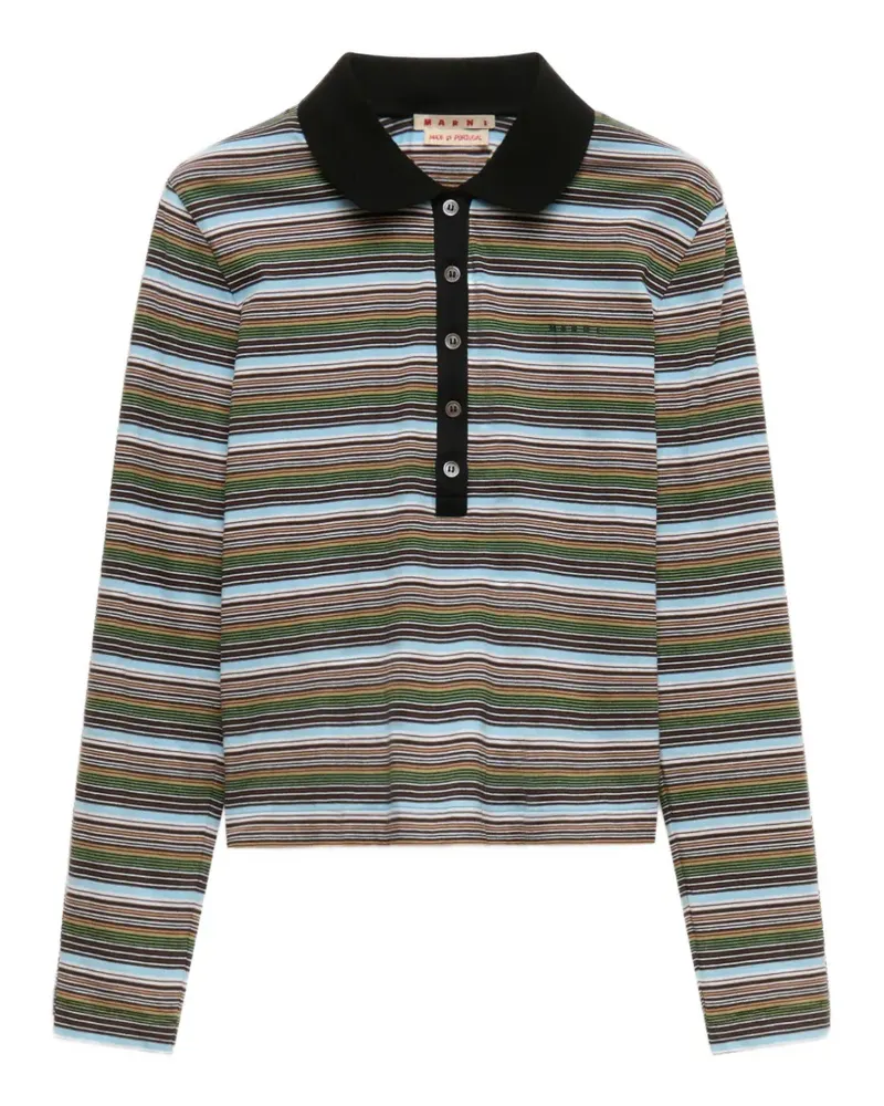 Marni Mehrfarbig gestreiftes Jersey-Poloshirt - Braun Braun