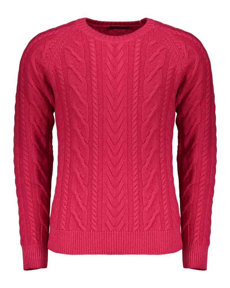 MOORER Kaschmirpullover mit Zopfmuster - Rot Rot