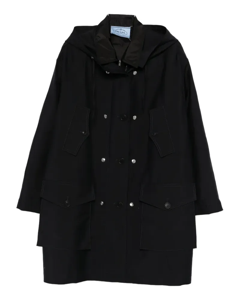 Prada hooded button-fastening coat - Blau Blau