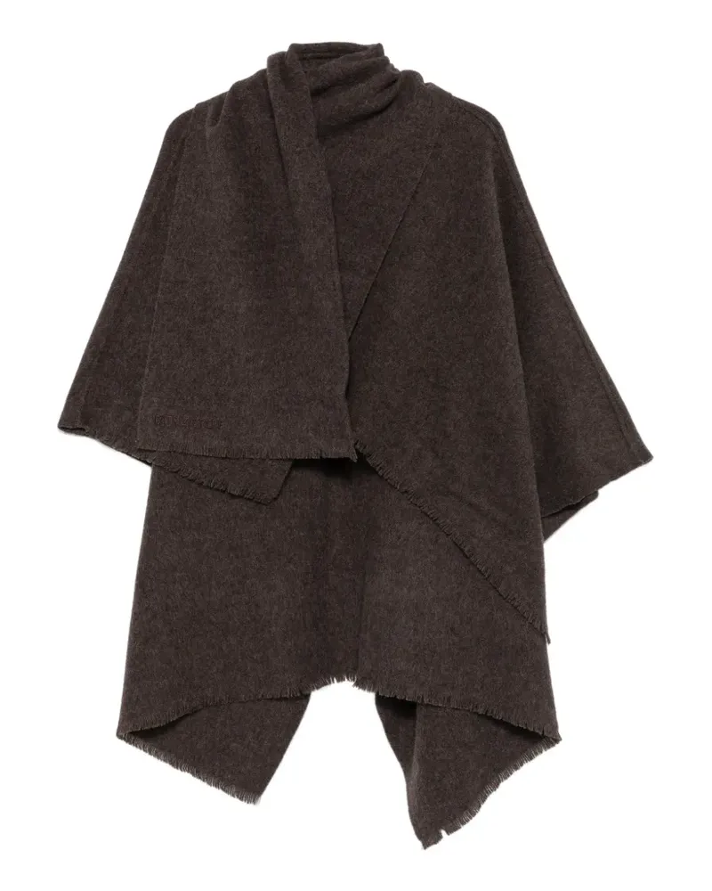 Patrizia Pepe logo-embroidered fringed cape - Braun Braun