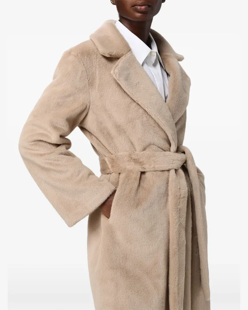 Hanita belted faux-fur coat - Nude Nude