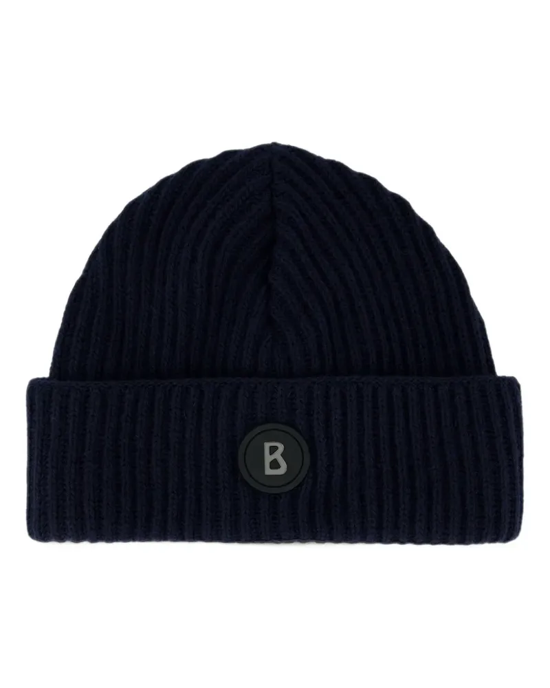 Bogner Gustav's logo-patch ribbed-knit beanie hat - Blau Blau