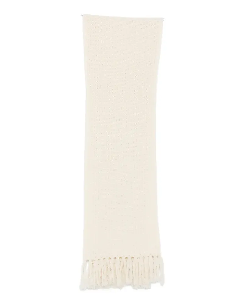 Lacoste fringed chunky-knit scarf - Nude Nude