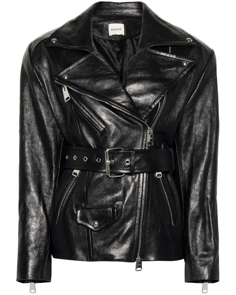 KHAITE Fabbie Lederjacke mit Gürtel - Schwarz Schwarz