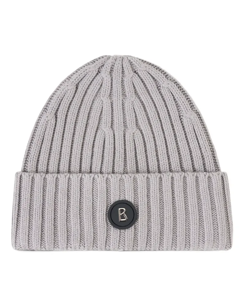 Bogner Gerippte Bony Beanie mit Zopfmuster - Grau Grau