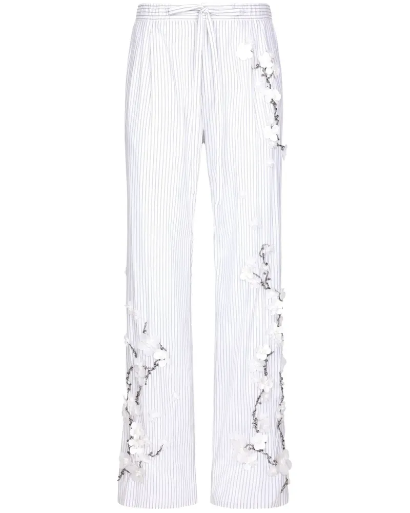 Dolce & Gabbana Hose mit Blumenapplikation - Weiß Weiß