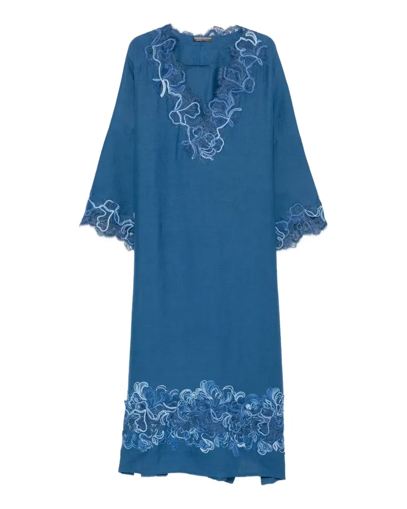 Ermanno Scervino lace-trim embroidered kaftan - Blau Blau