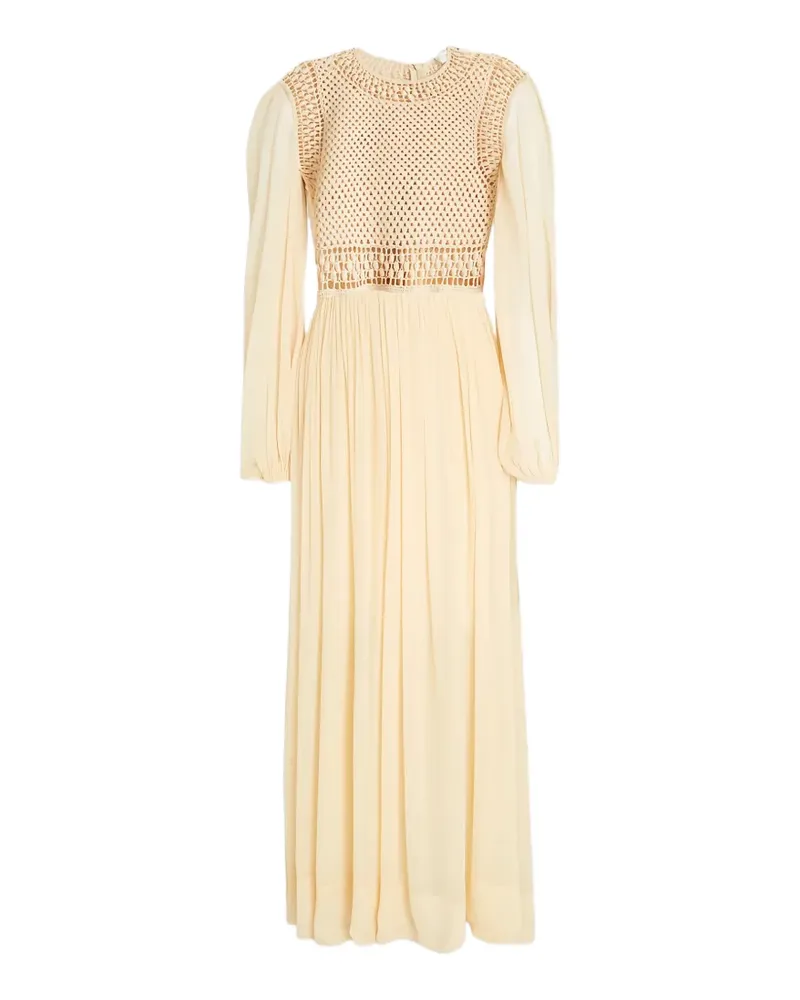 Zimmermann crochet-paneled georgette maxi dress - Nude Nude