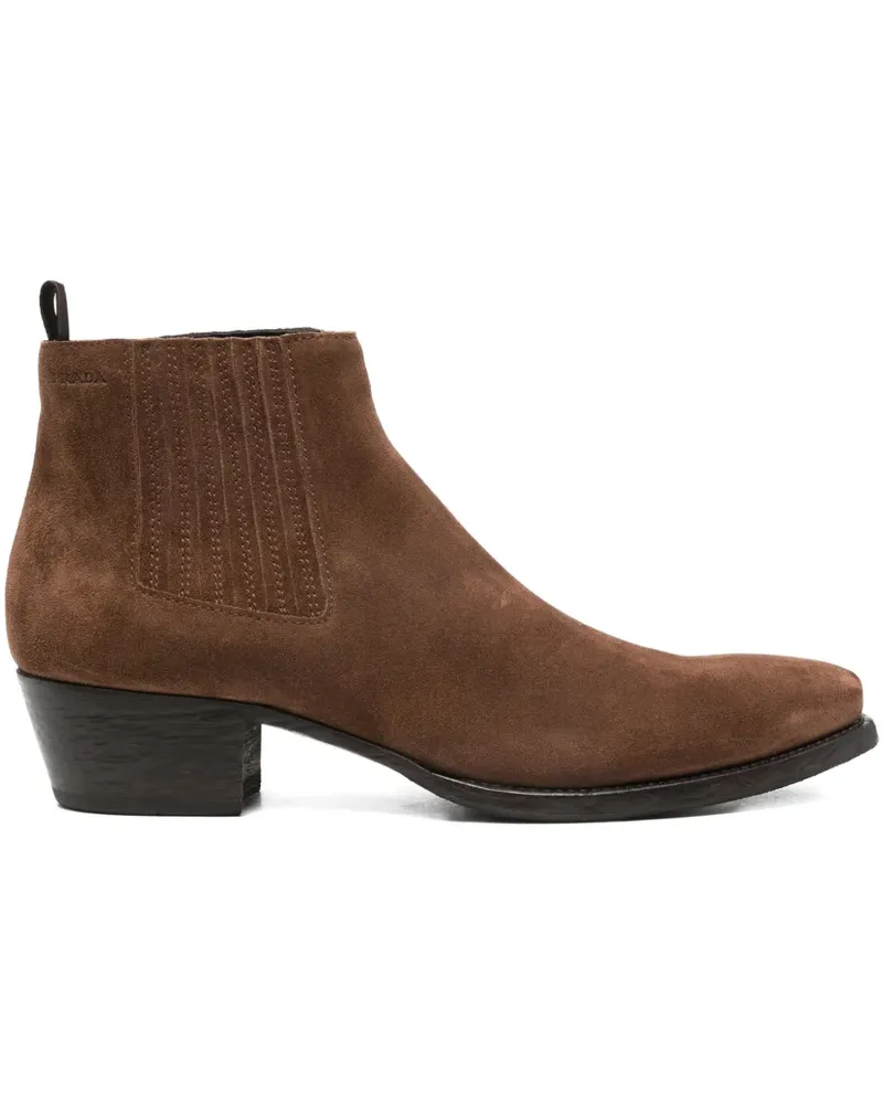 Prada 55mm pull-tab suede Chelsea boots - Braun Braun