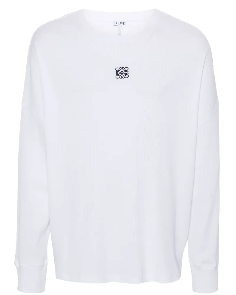 Loewe T-Shirt mit Anagram-Stickerei - Weiß Weiß