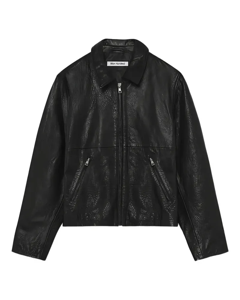 Won Hundred Lederjacke mit Kragen - Schwarz Schwarz